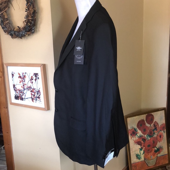 HART SCHAFFNER MARX size 44R Blazer Classic Black 100% Worsted Wool $995 NEW - Picture 5 of 14